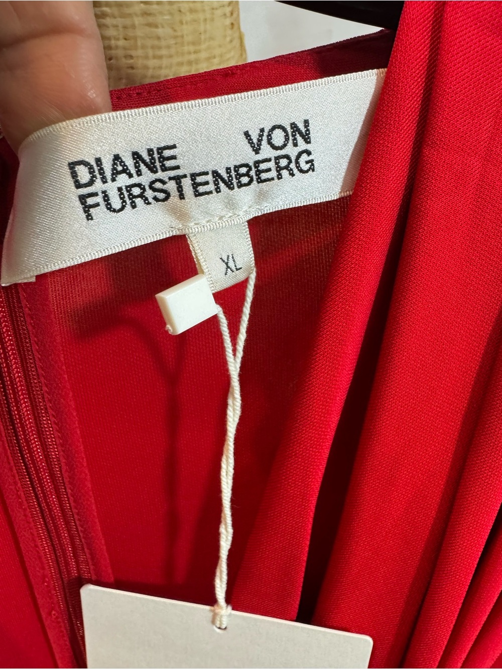 Diane von Furstenberg Red Draped Long-Sleeve Jersey Dress XL - Picture 7 of 10